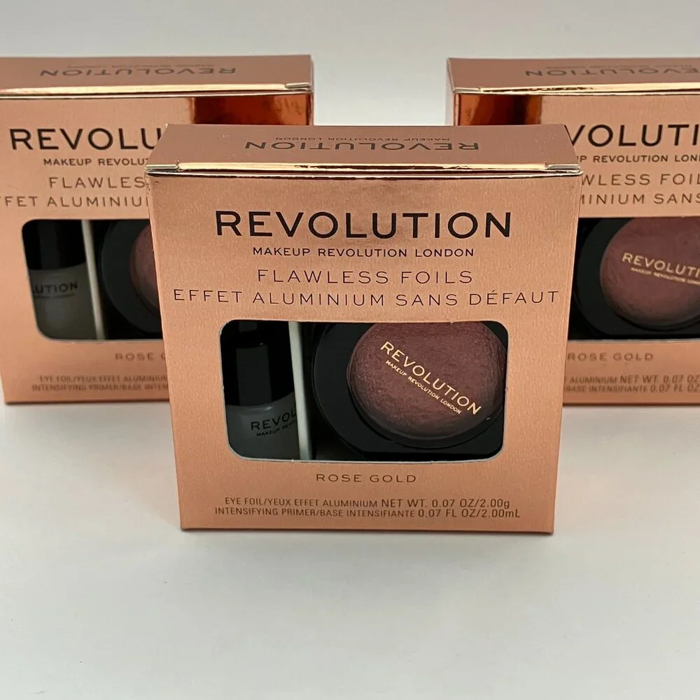 Makeup Revolution Flawless Foils Eyeshadow Palette Rose Gold Pack Of 3 Pcs